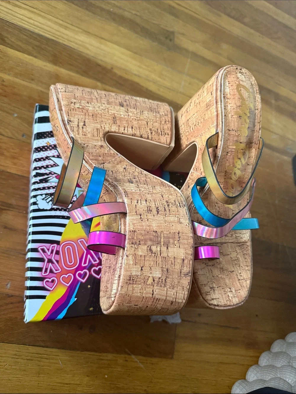 Cape Robbin Multi-Color Cork Platform Sandals